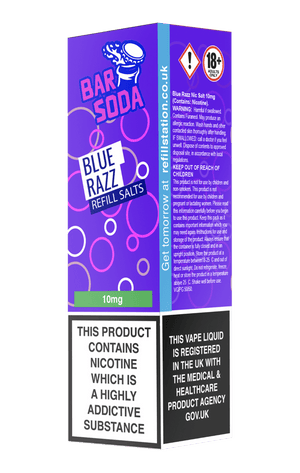 Bar Soda Nicotine Salts - Blue Razz 10 Pack
