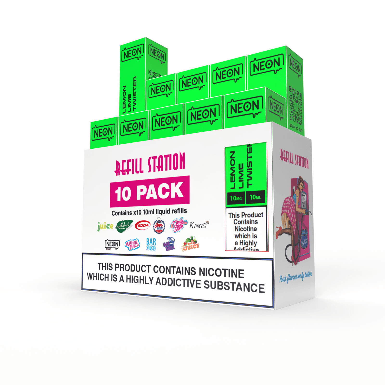 Neon -  Lemon Lime Twister 10 Pack