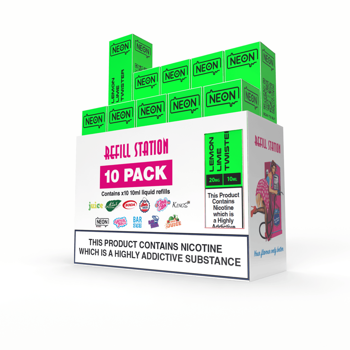 Neon -  Lemon Lime Twister 10 Pack