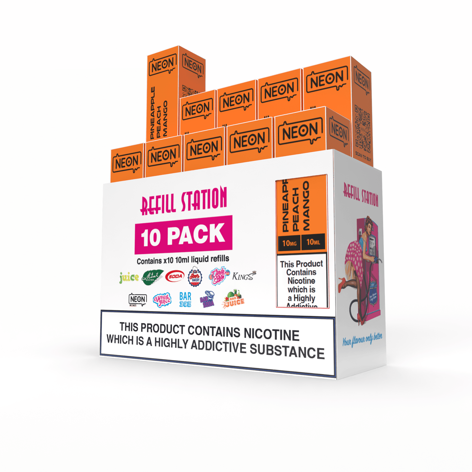 Neon -  Pineapple Peach Mango 10 Pack