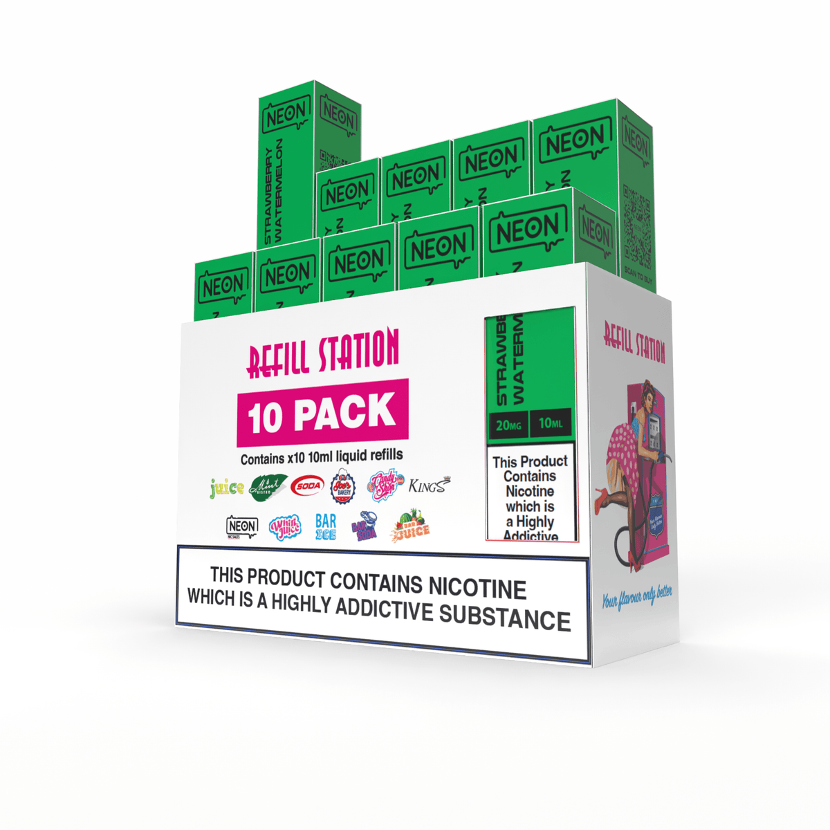 Neon -  Strawberry Watermelon 10 Pack