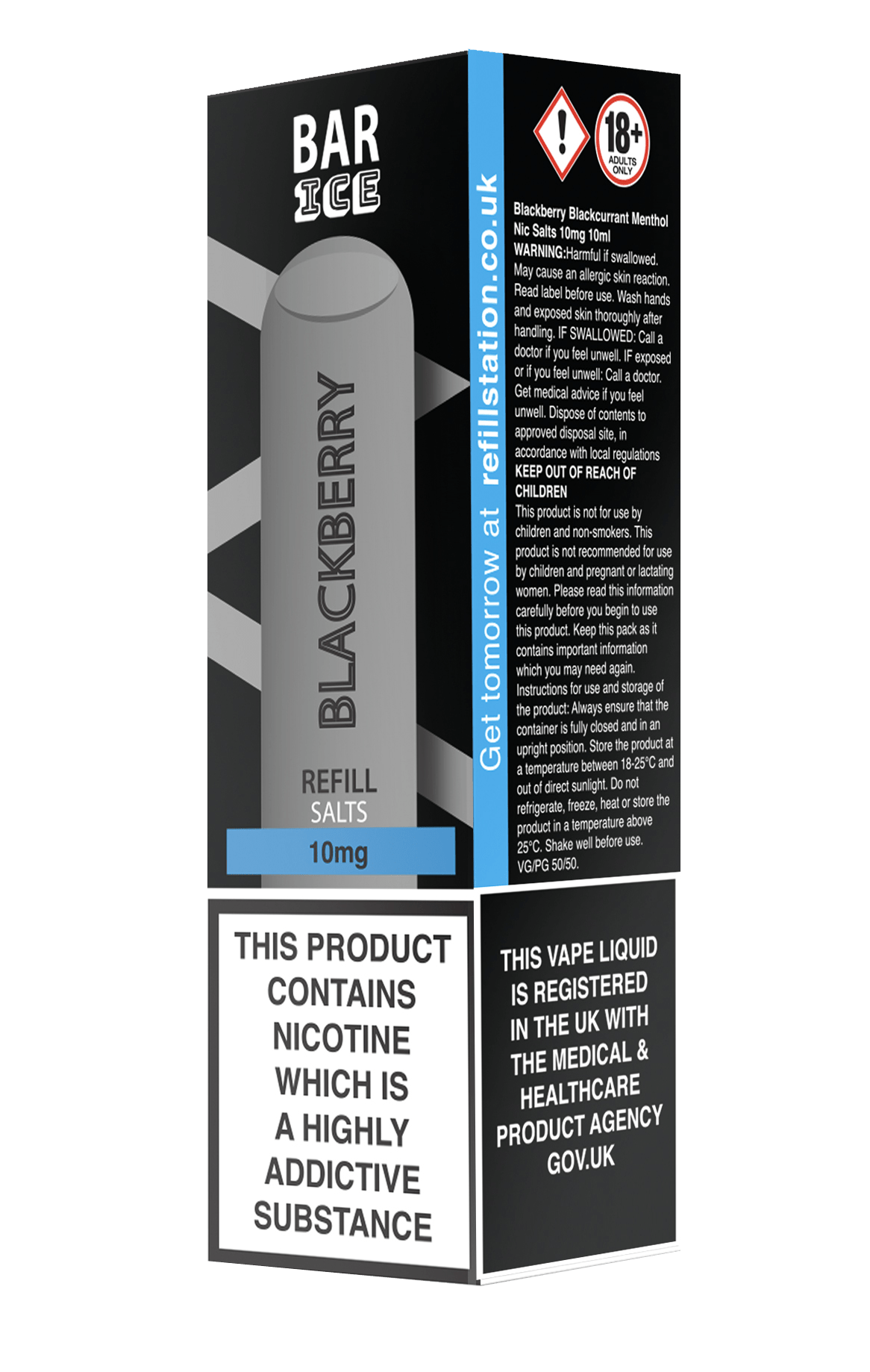 Bar Ice Nicotine Salts - Blackberry 10 Pack 