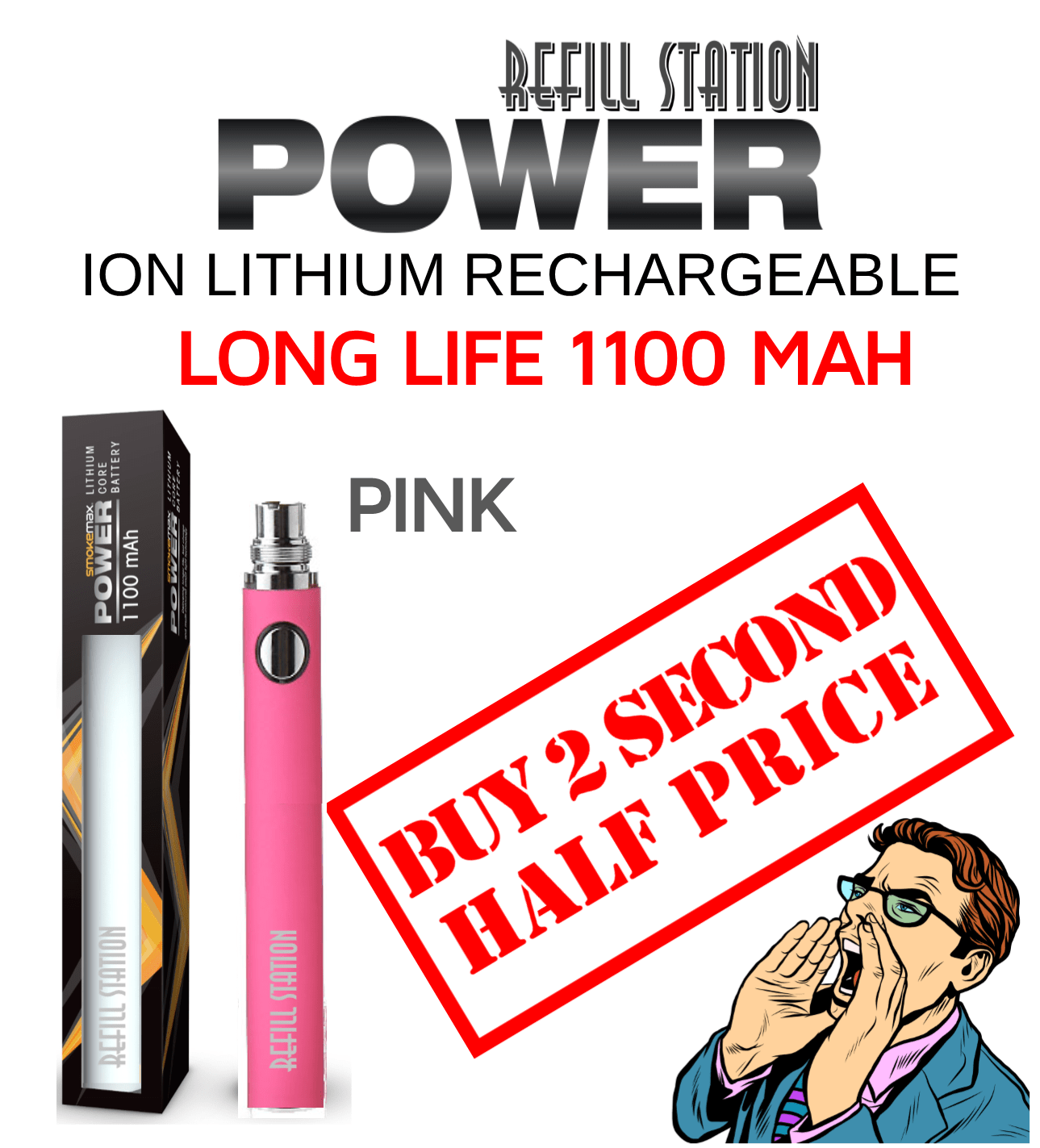 SmokeMax Power 1100 Mah Battery - Refill Station SmokeMax Power 1100 Mah Battery - Refill Station