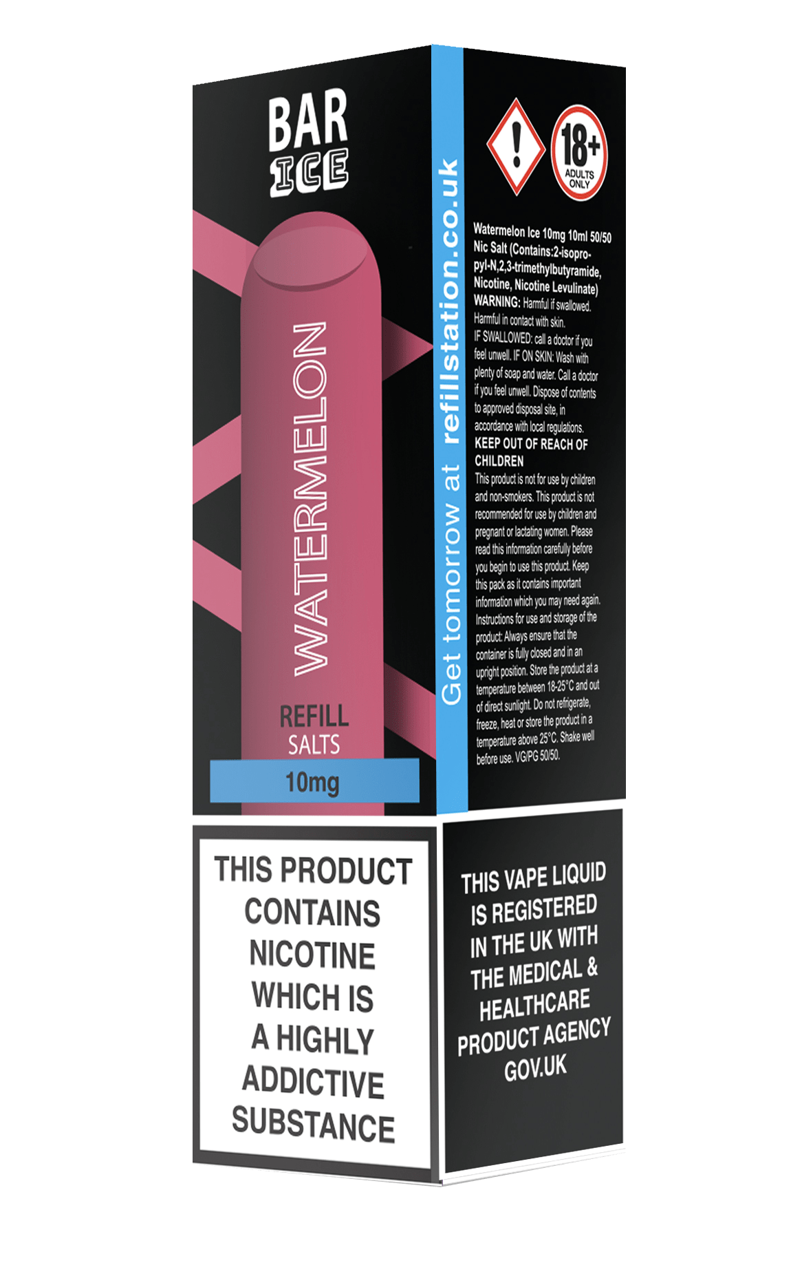Bar Ice Nicotine Salts - Watermelon 10 Pack 