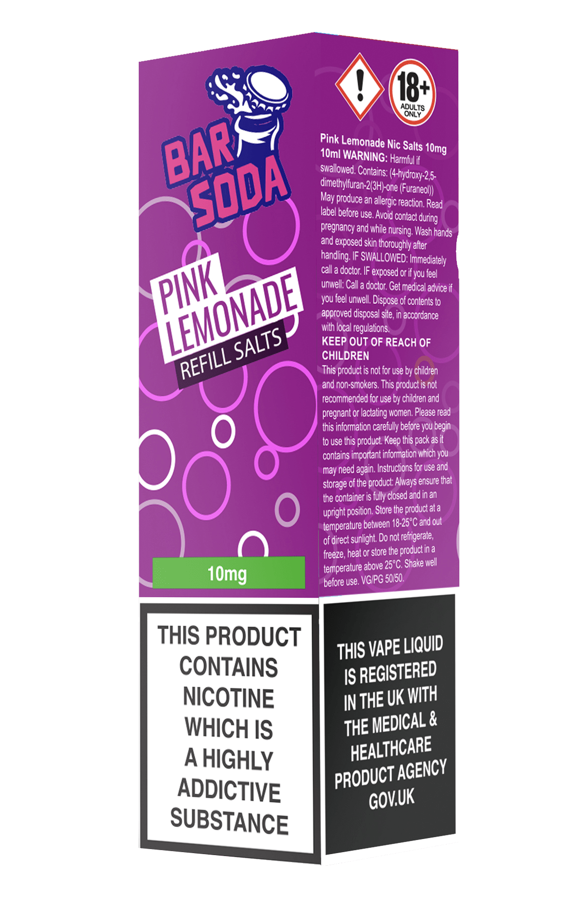 Bar Soda Nicotine Salts - Pink Lemonade 10 Pack 