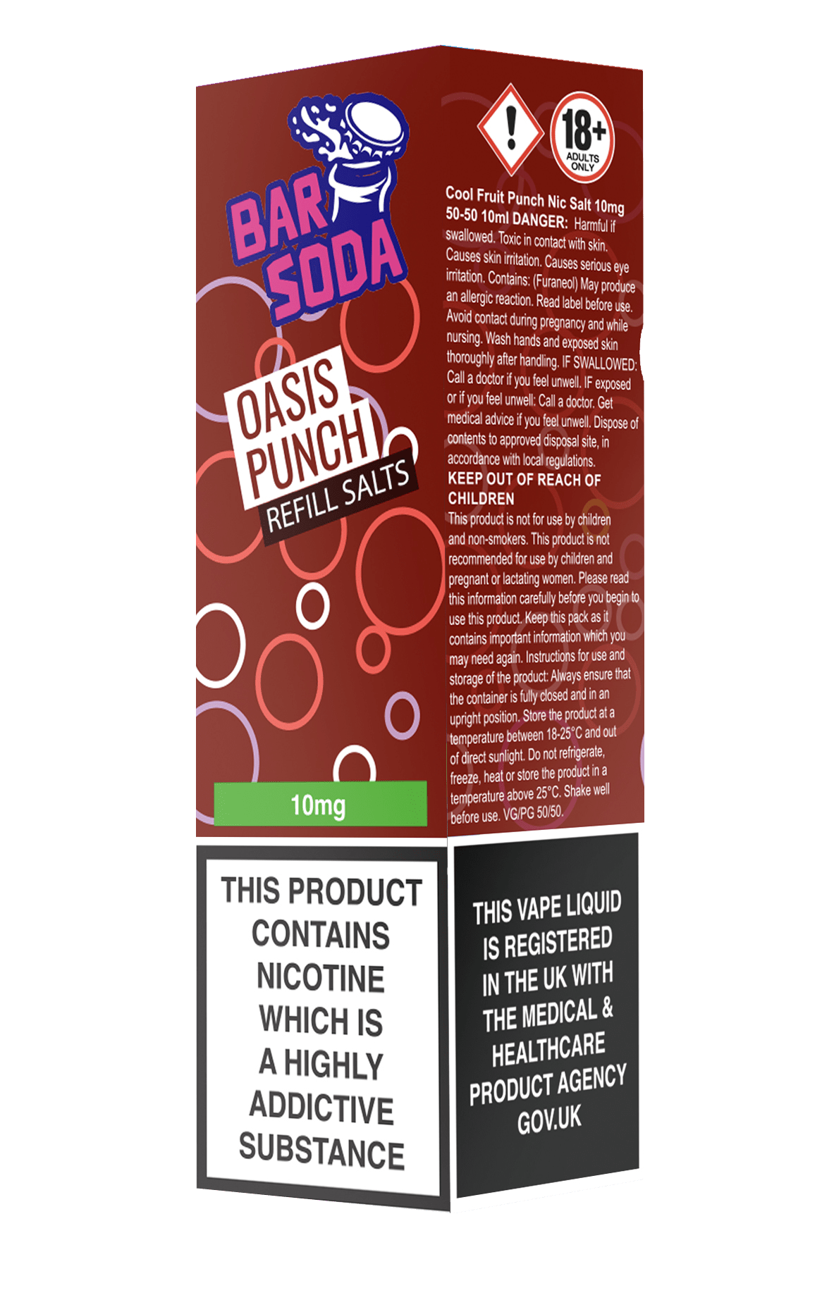 Bar Soda Nicotine Salts - Oasis Punch 10 Pack 