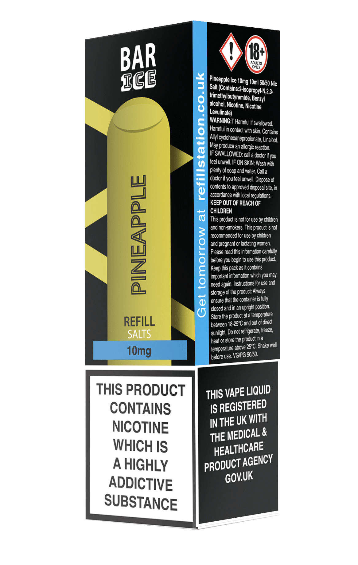 Bar Ice Nicotine Salts - Pineapple 10 Pack 