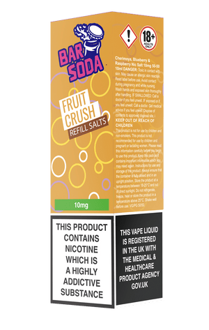Bar Soda Nicotine Salts - Fruit Crush Any 3 for £10 Limited Offer
