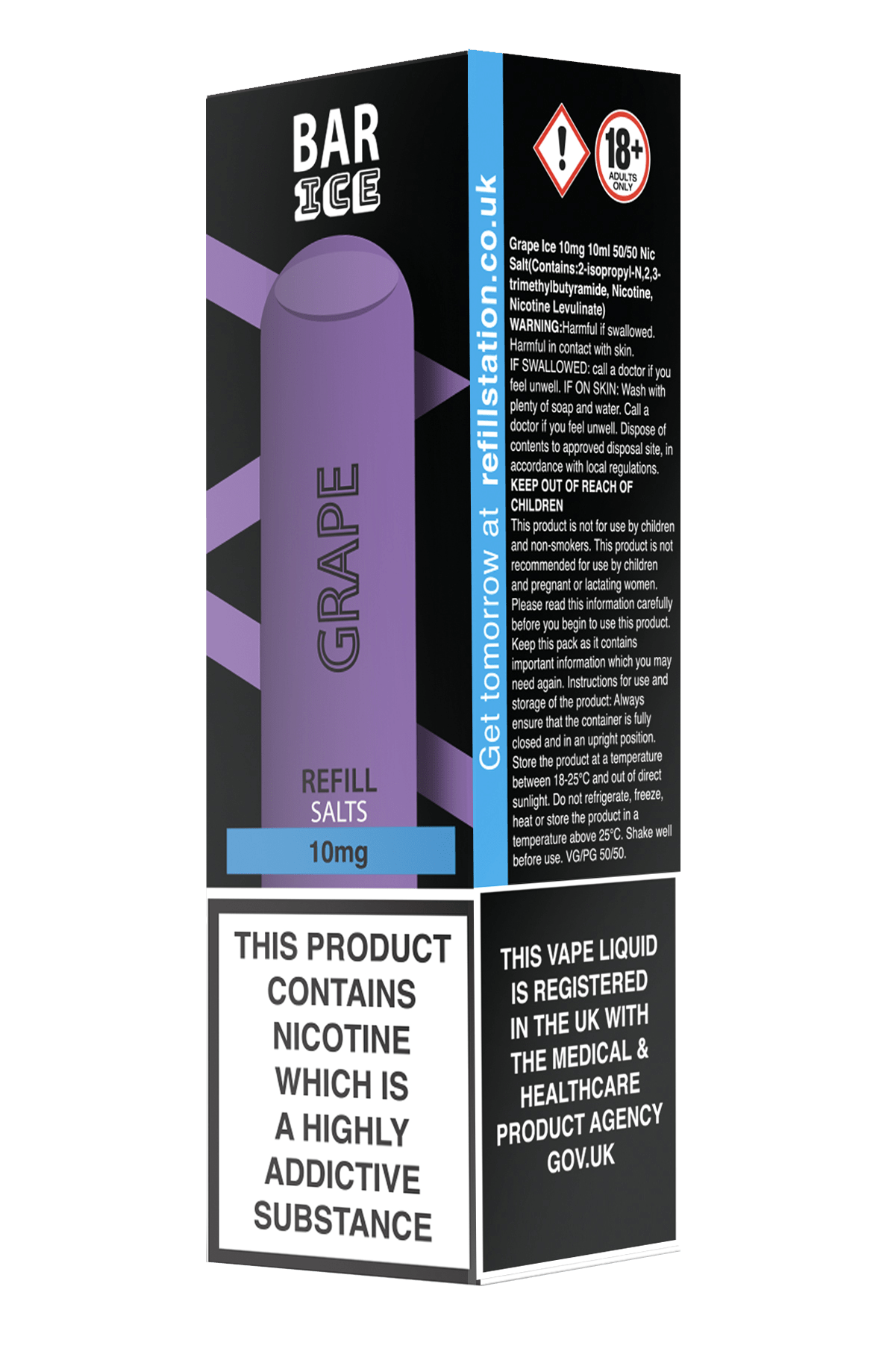 Bar Ice Nicotine Salts - Grape 10 Pack 