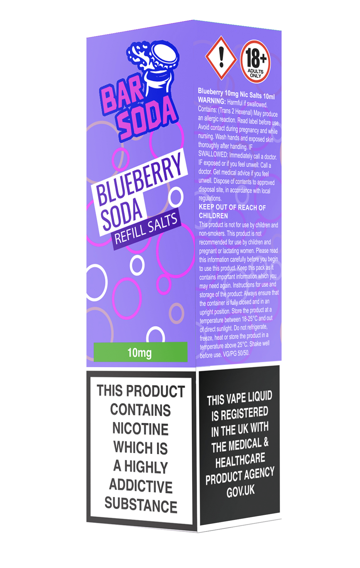 Bar Soda Nicotine Salts - Blueberry Soda