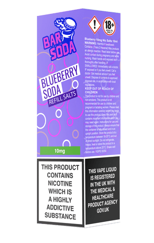 Bar Soda Nicotine Salts - Blueberry Soda Any 3 for £10 Limited Offer