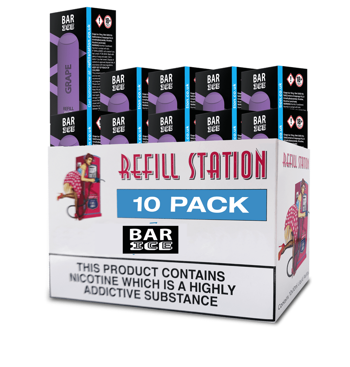 Bar Ice Nicotine Salts - Grape 10 Pack 