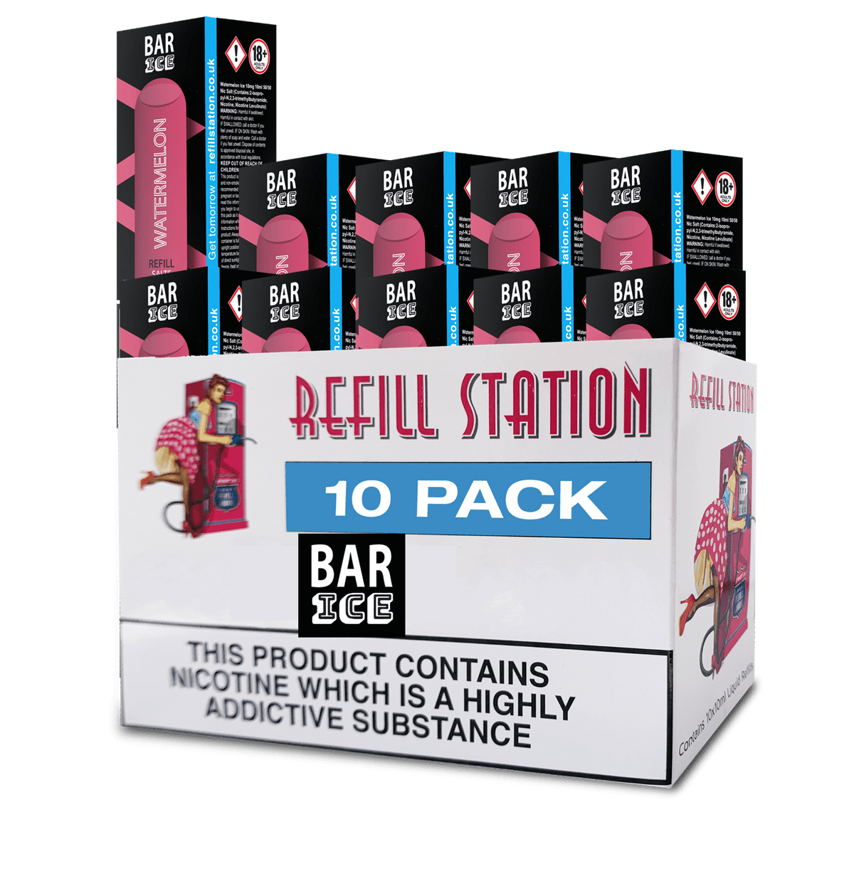 Bar Ice Nicotine Salts - Watermelon 10 Pack 
