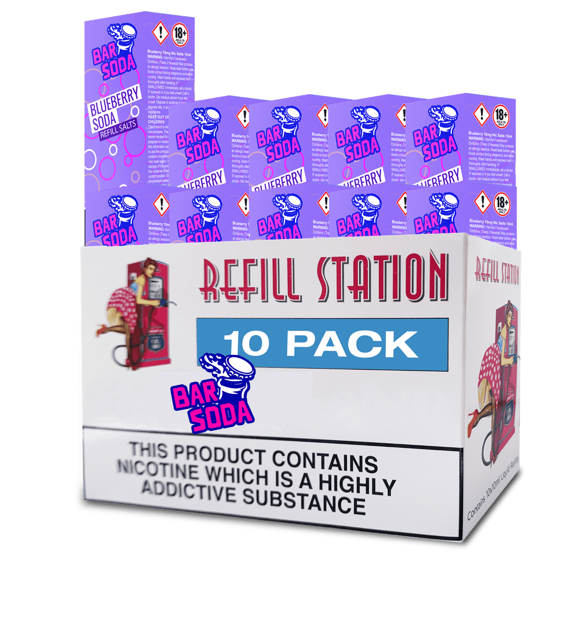 Bar Soda Nicotine Salts - Blueberry Soda 10 Pack 