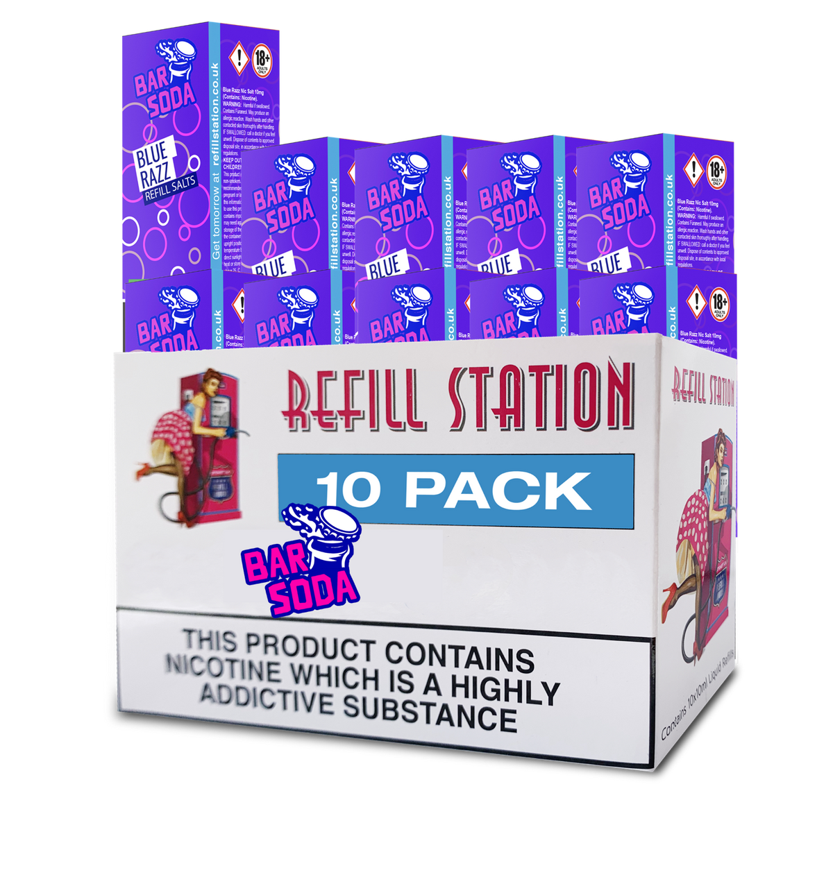 Bar Soda Nicotine Salts - Blue Razz 10 Pack 