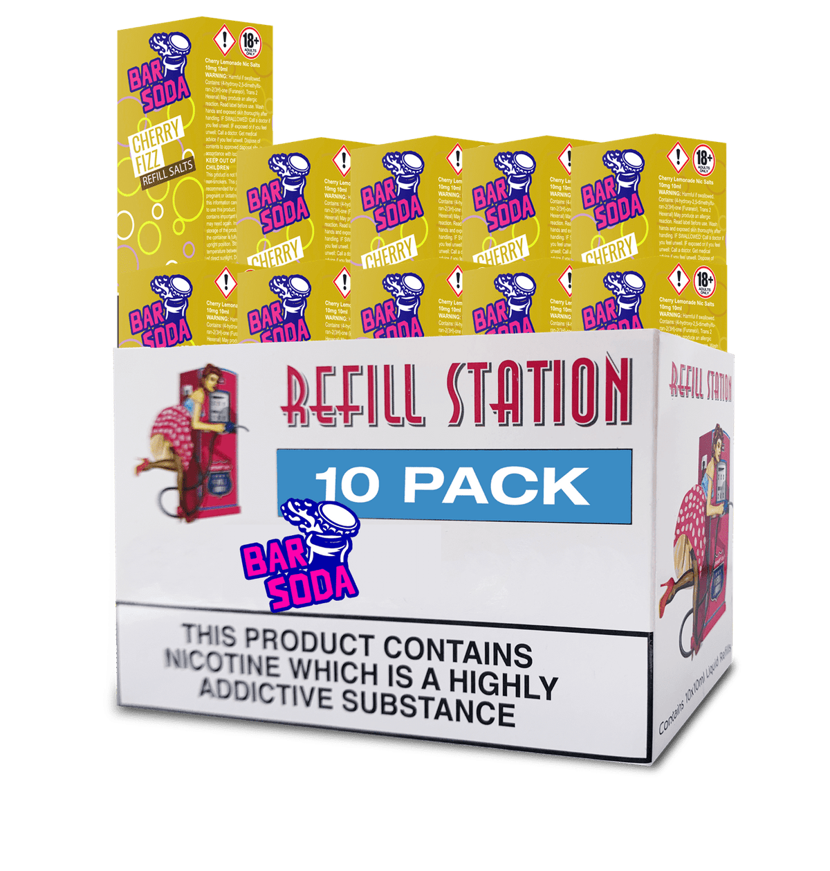 Bar Soda Nicotine Salts - Cherry Fizz 10 Pack 