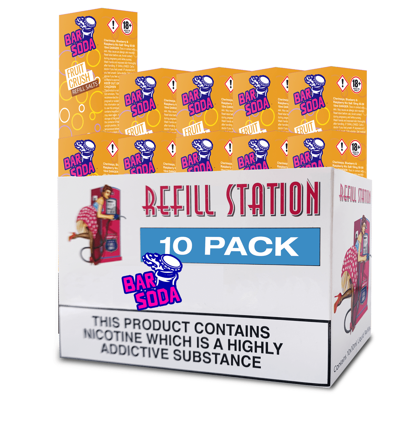 Bar Soda Nicotine Salts - Fruit Crush 10 Pack 