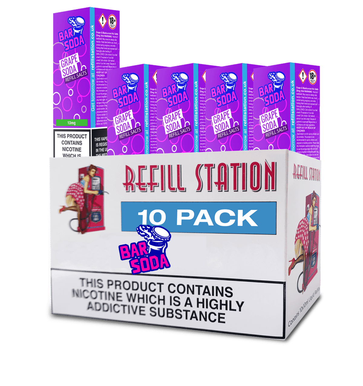 Bar Soda Nicotine Salts - Grape Soda 10 Pack 