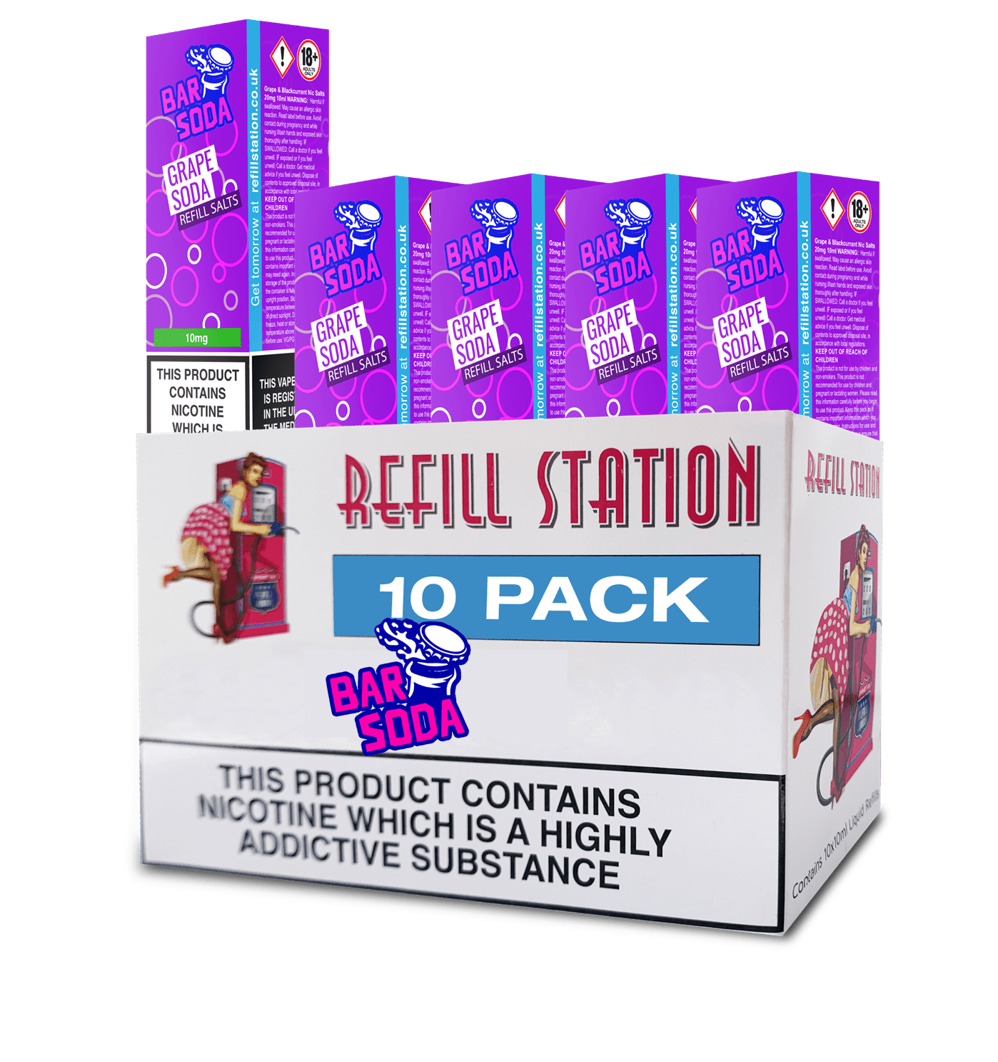 Bar Soda Nicotine Salts - Grape Soda 10 Pack 