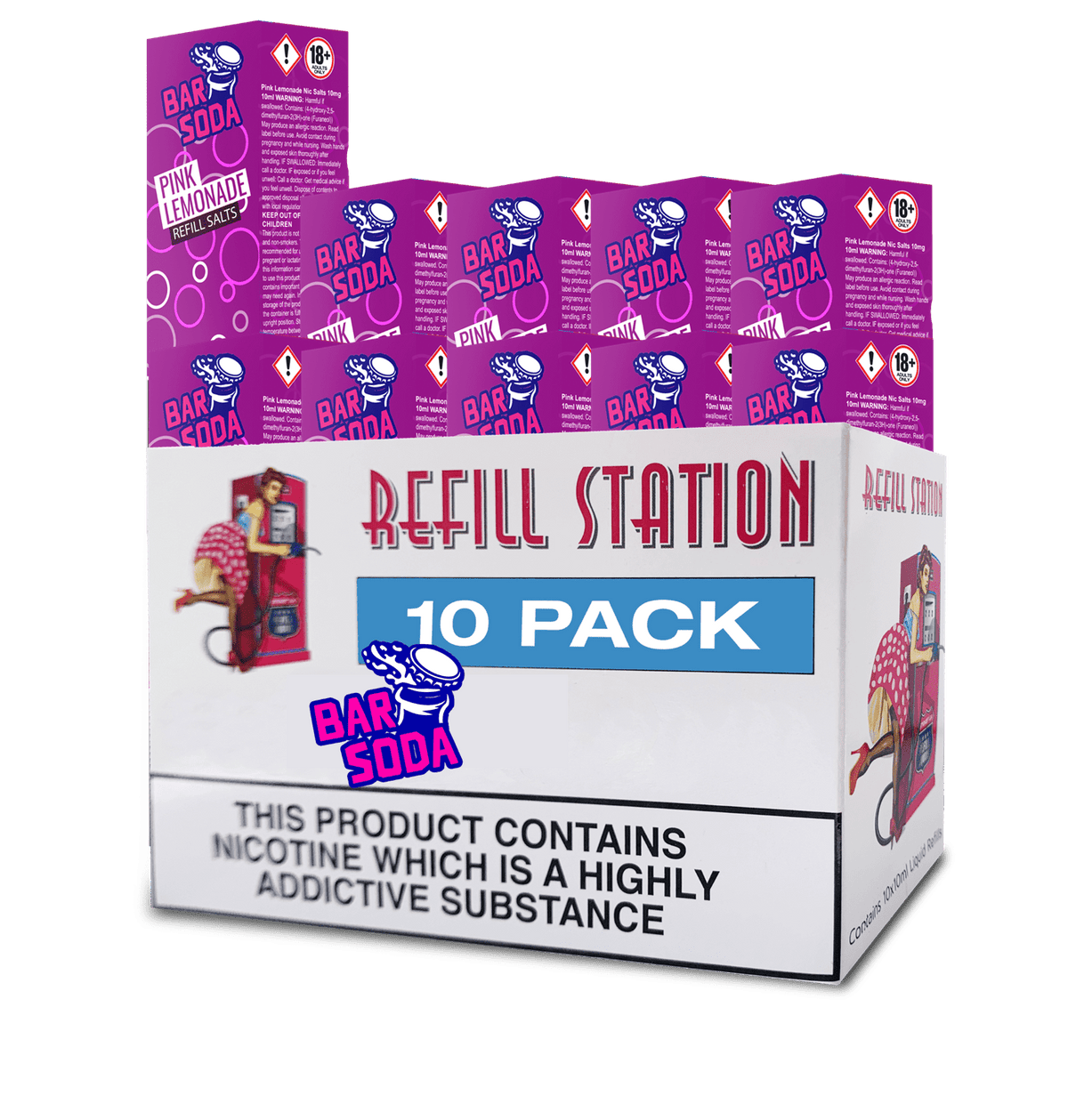 Bar Soda Nicotine Salts - Pink Lemonade 10 Pack 