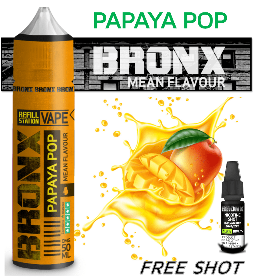 Bronx Papaya Pop with Free Nicotine Shot 