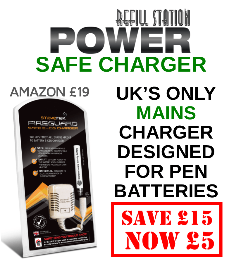 Fireguard Safe E-Cigarette Charger - Refill Station Fireguard Safe E-Cigarette Charger - Refill Station