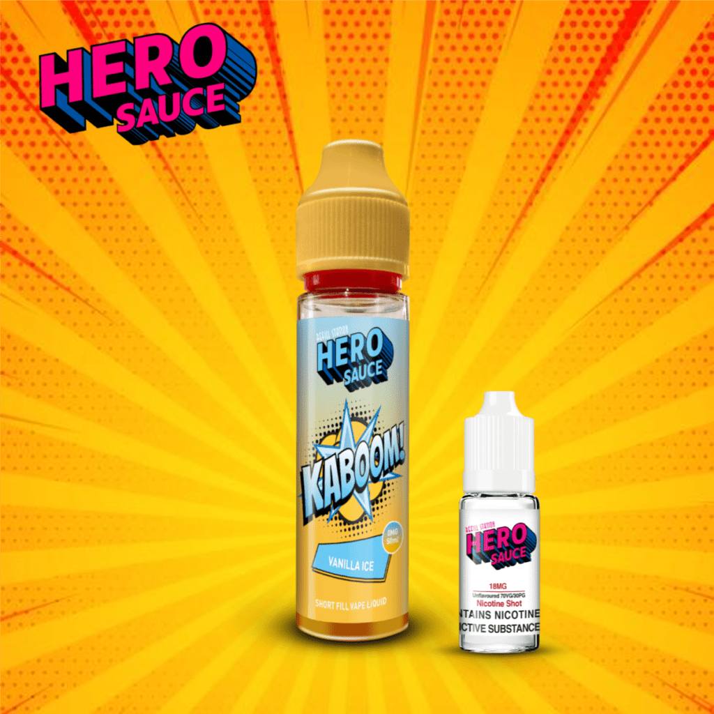 hero vape juice Hero Sauce KABOOM Vanilla Ice with Free Nicotine Shot