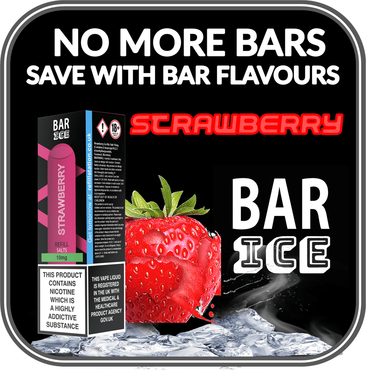 Bar Ice Nicotine Salts - Strawberry 10 Pack 
