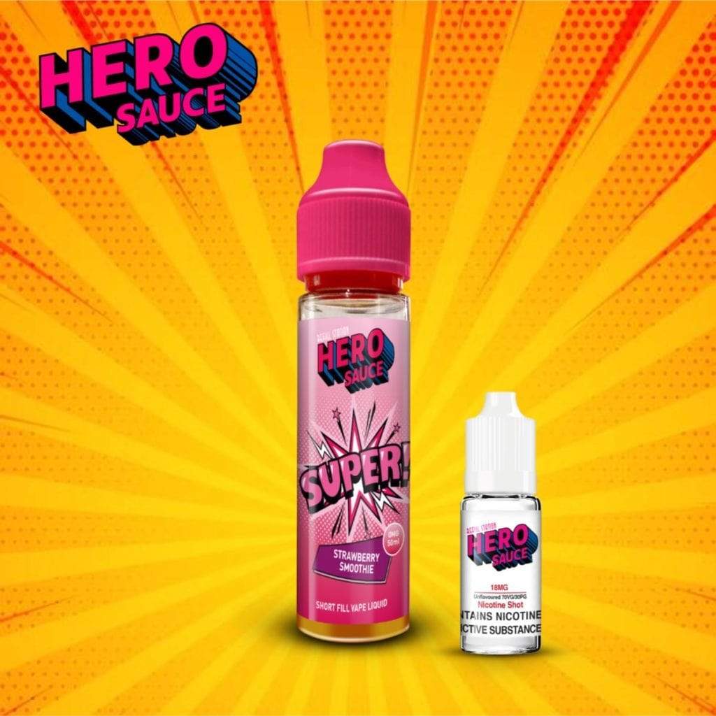 Hero Sauce SUPER Strawberry Smoothie with Free Nicotine Shot 
