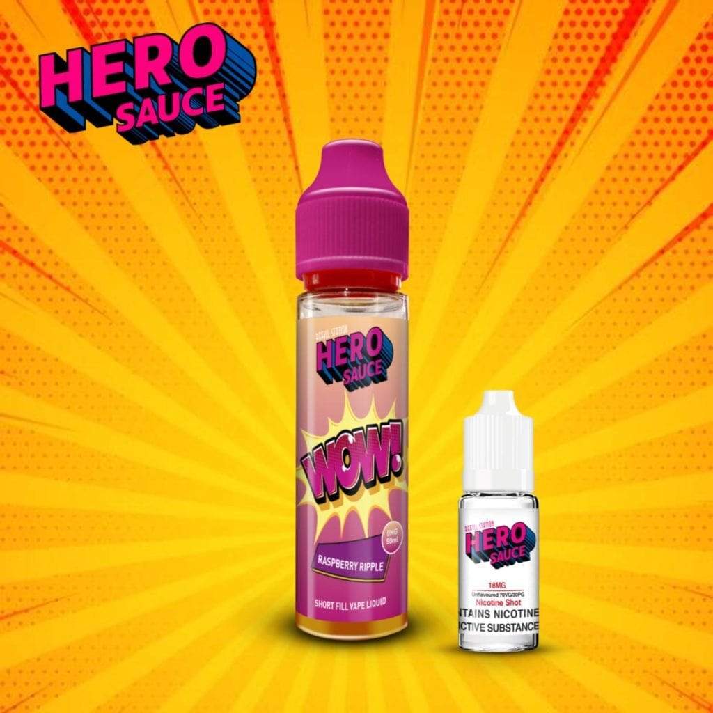 Hero Sauce WOW Raspberry Ripple with Free Nicotine Shot 