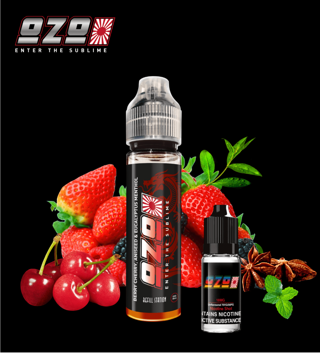 OZO Berry Cherry Aniseed & Eucalyptus Menthol with Free Nicotine Shot 
