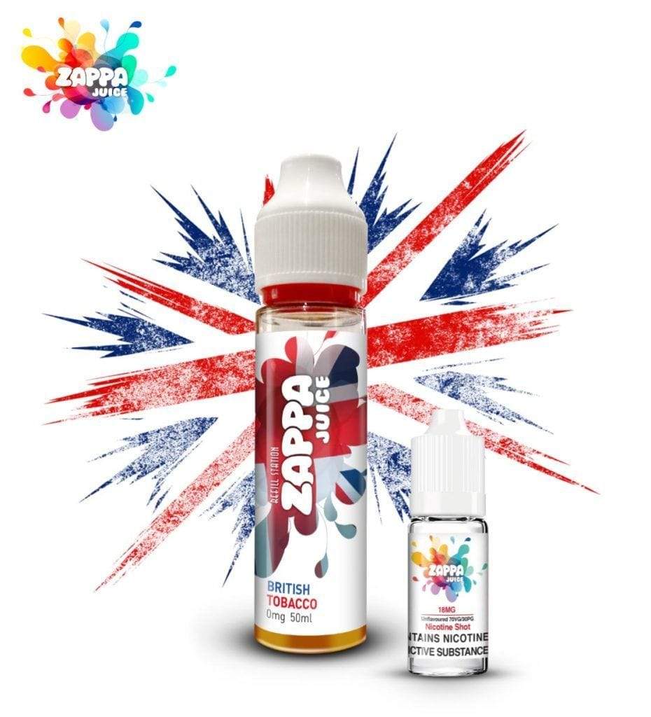 Zappa Juice British Tobacco with Free Nicotine Shot 