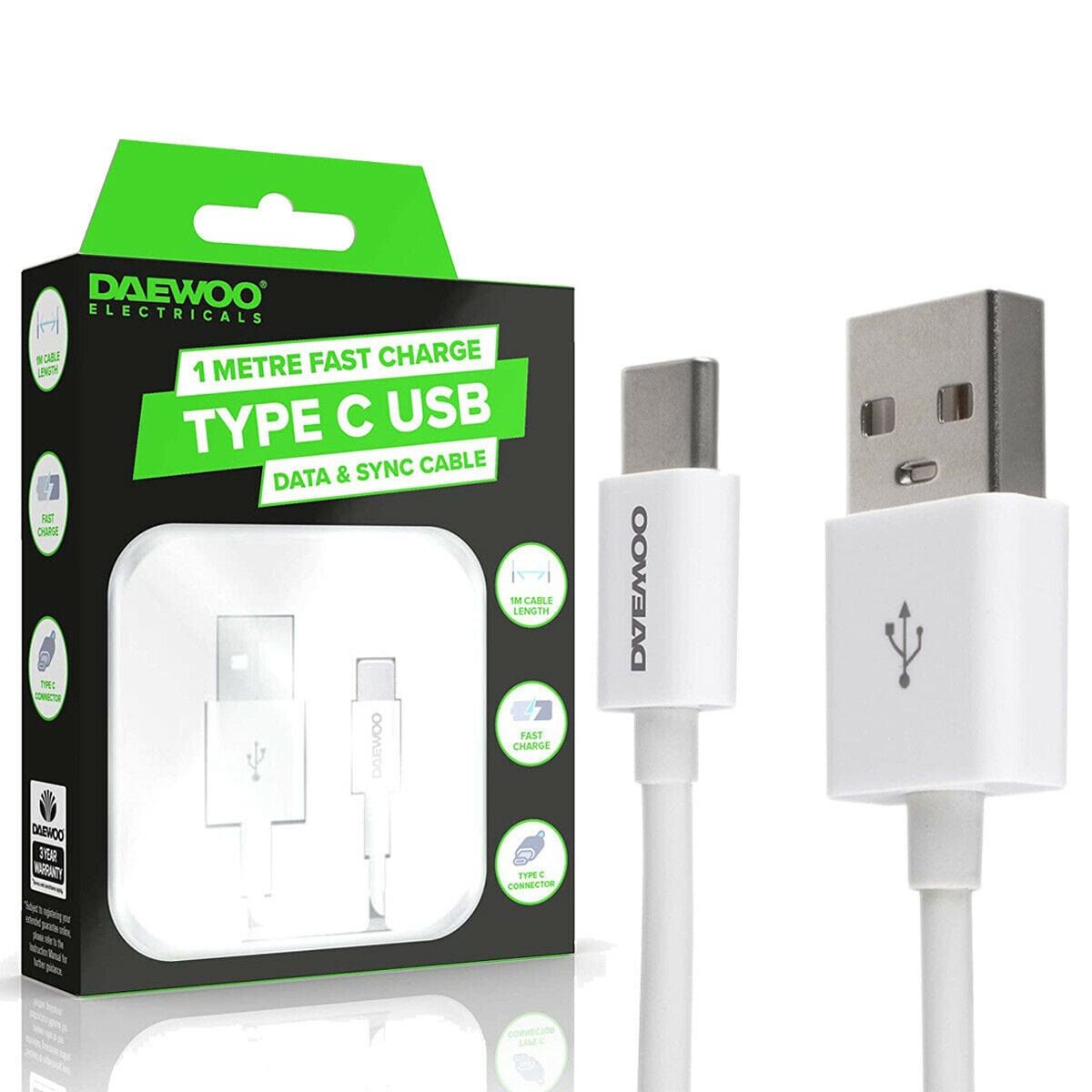 Daewoo Type C USB Charger Cable 1M 