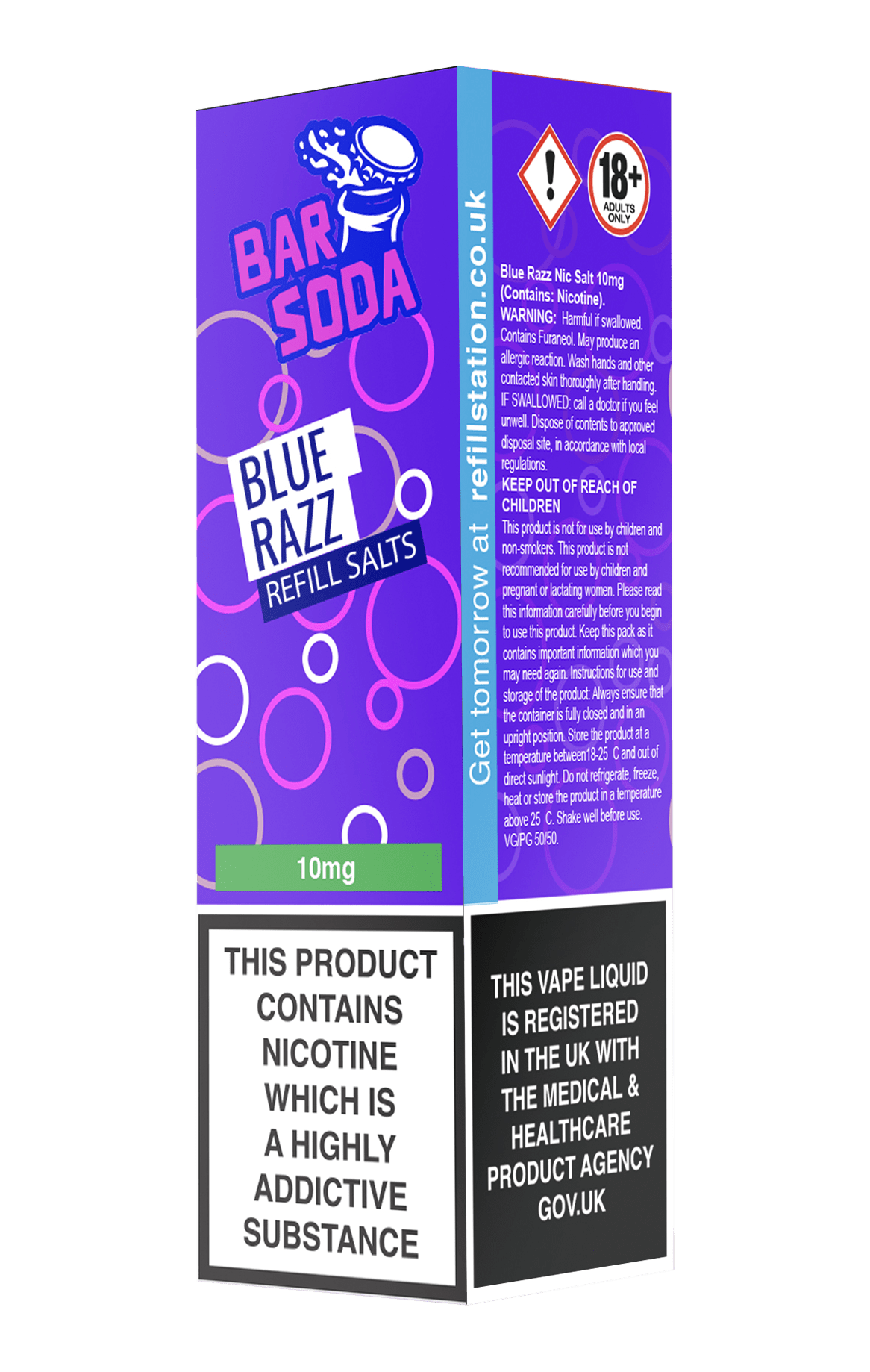 Bar Soda Nicotine Salts - Blue Razz 