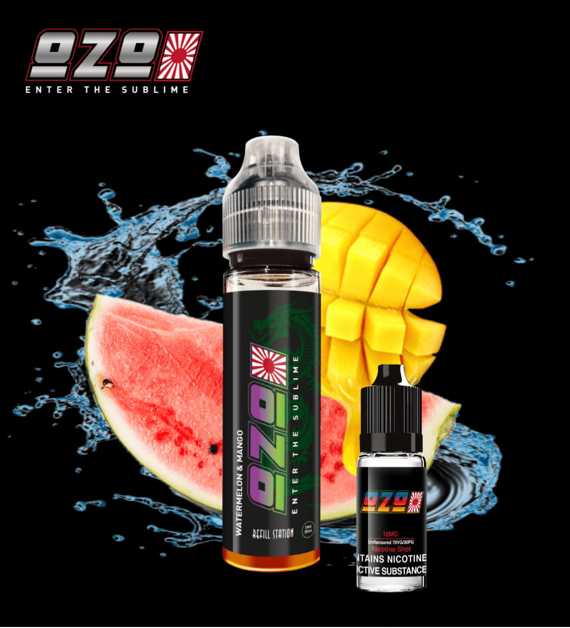 OZO Watermelon & Mango with Free Nicotine Shot 